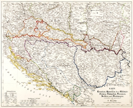 FLEMMING,  CARL: KARTE VON KROATIEN, BOSNIEN, SERBIEN UND MONTENEGRO